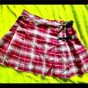 Plaid Buckle Mini Skirt